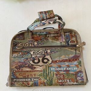 Vintage Route 66 Pioneer Express Overnight Travel Bag, 13"x10"x2”
